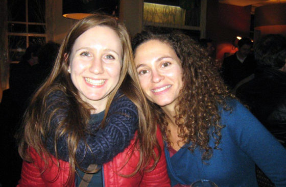 Silvia Tognetti and Carmen Herrera at Christmas 2011 dinner at Côte in London, UK