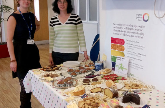 Daphne Jackson Trust bake sale . . . Indiana Magdalou and Katalin Kondis