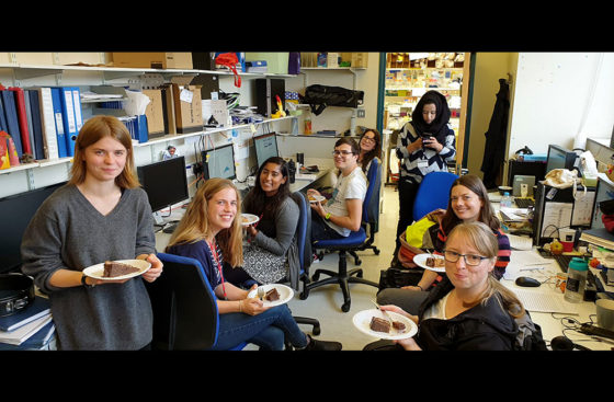 Farewell party for Greta Baltušytė in the lab office
