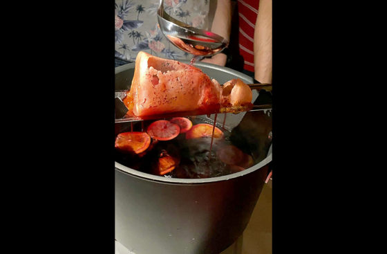 Christmas 2019 dinner at Christian Speck's home . . . Feuerzangenbowle (German flaming punch)